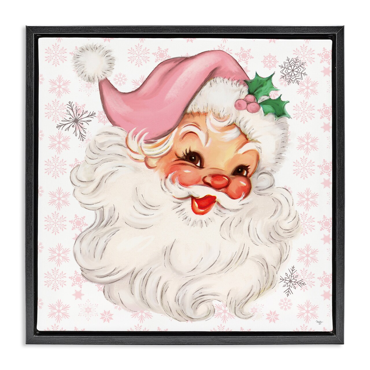 Stupell Industries Pastel Vintage Jolly Santa Floating Frame Design by Mollie B.
